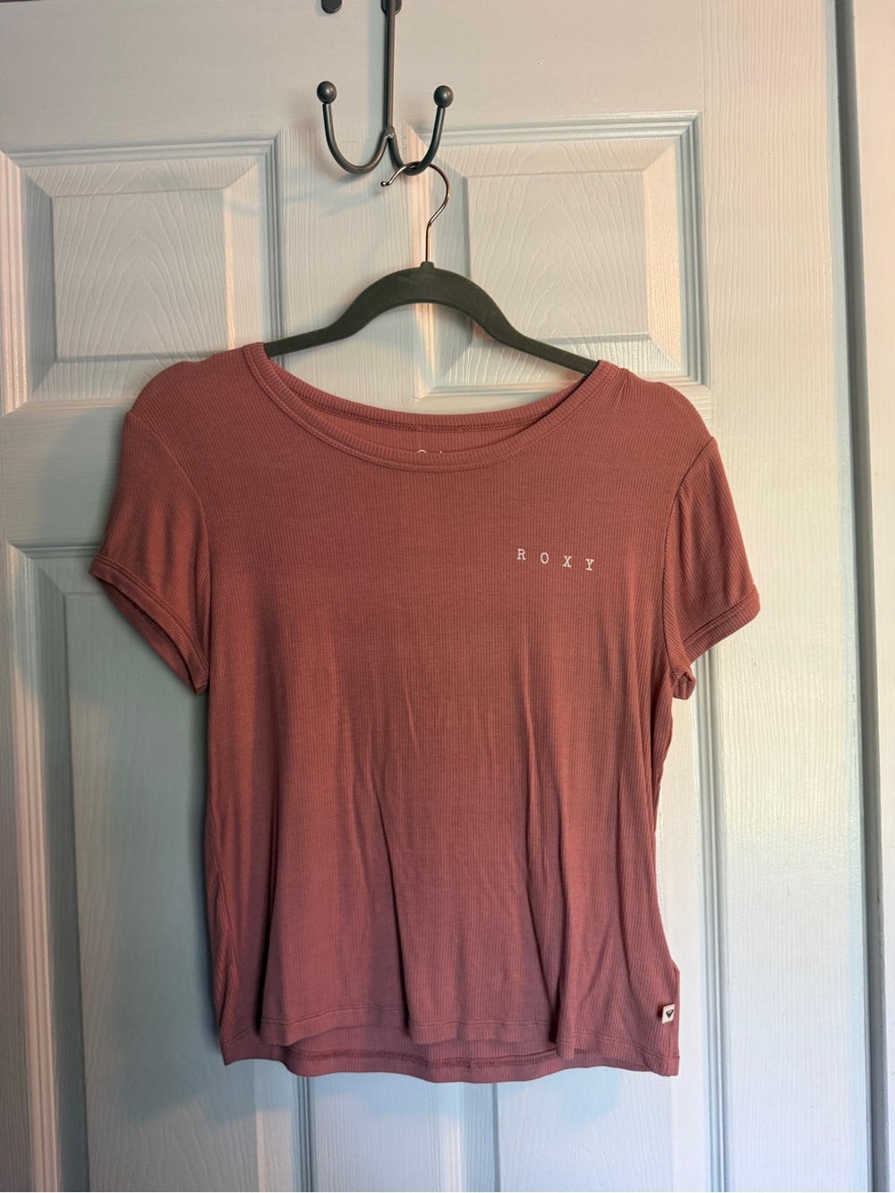 Roxy Women's Dusty Rose Ribbed Short Sleeve Tee